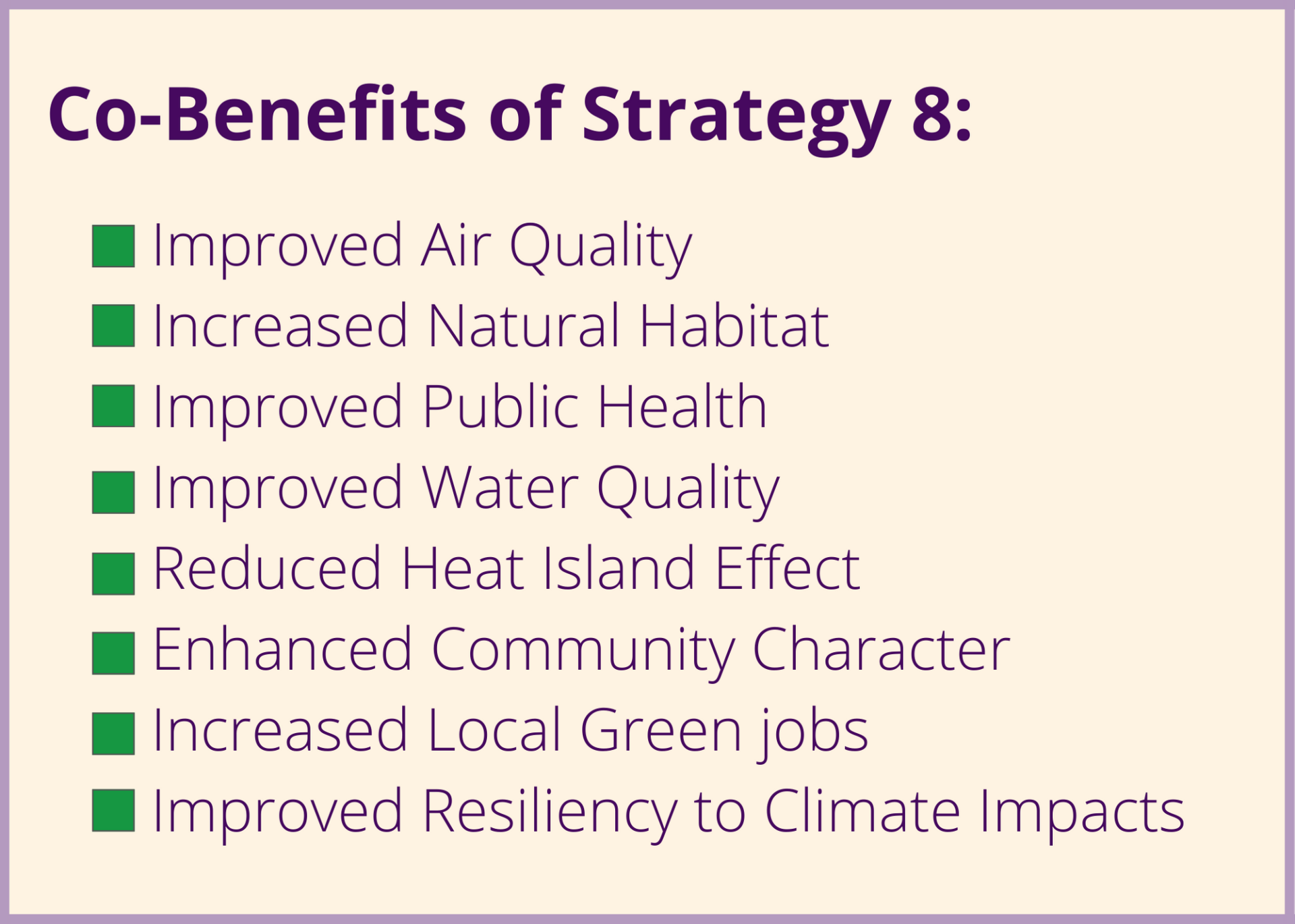 Co-Benefits of Strategy 8