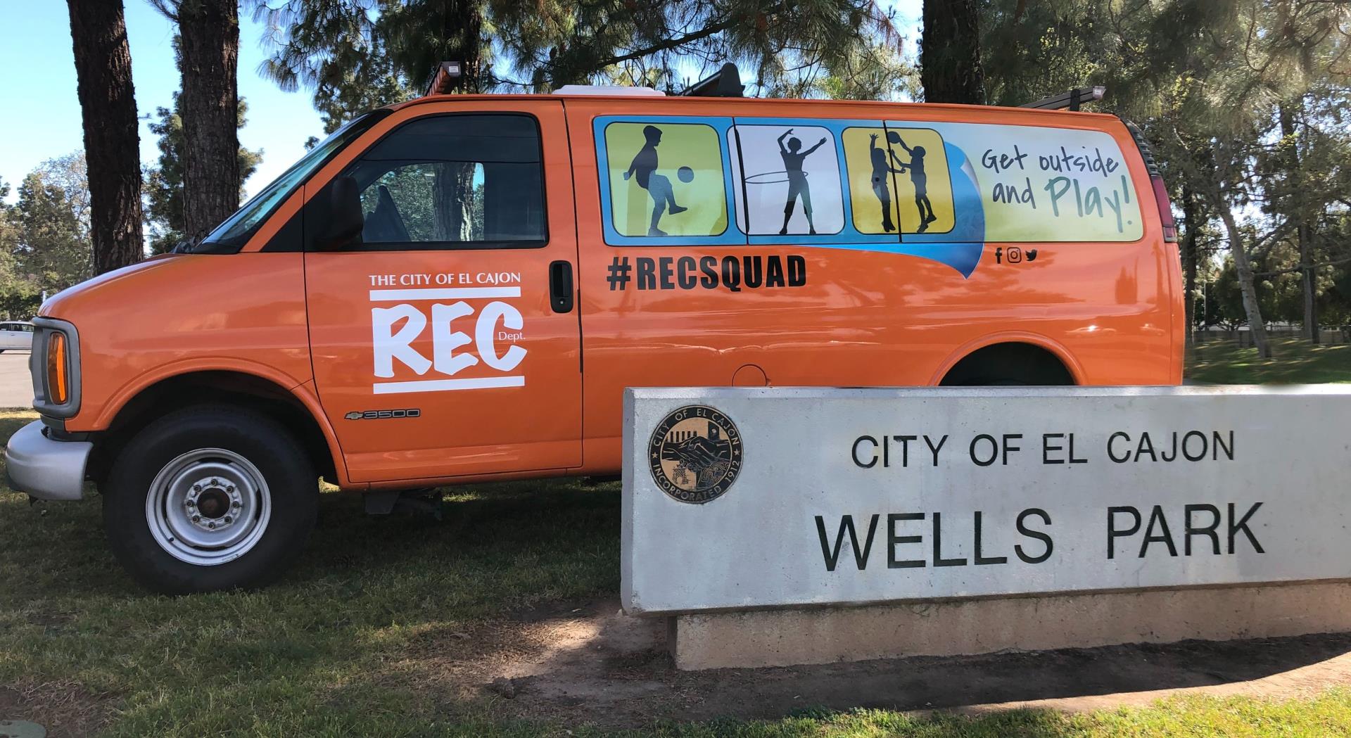 Wells Park Sign with Van Updated