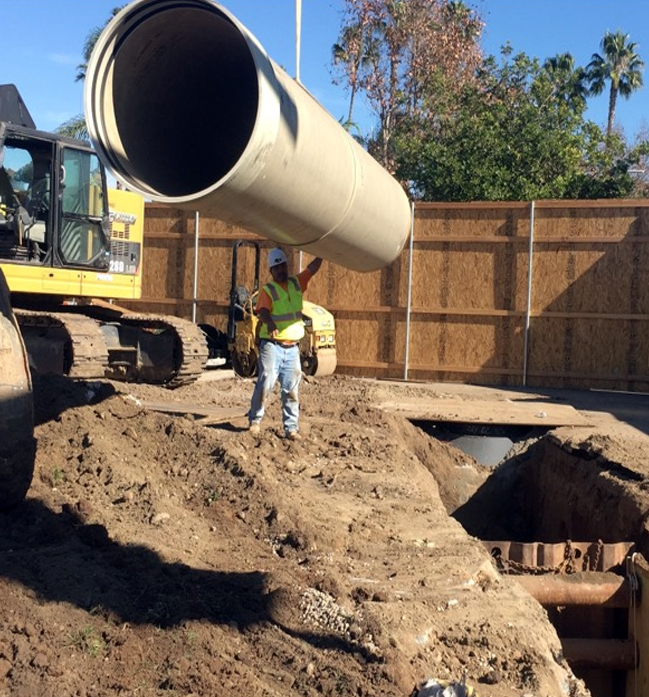 Pipeline being lifted into place